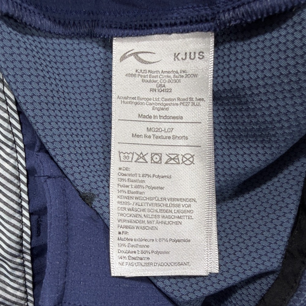 KJUS Shorts Mens 38 Blue Ike Texture Regular Fit 10" Performance Golf Chino - Picture 5 of 9